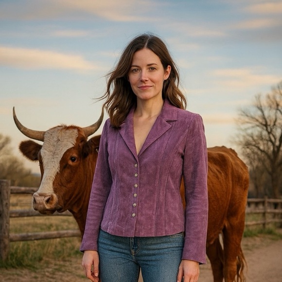 Live a Little plum leather jacket SZ M - Picture 1 of 8